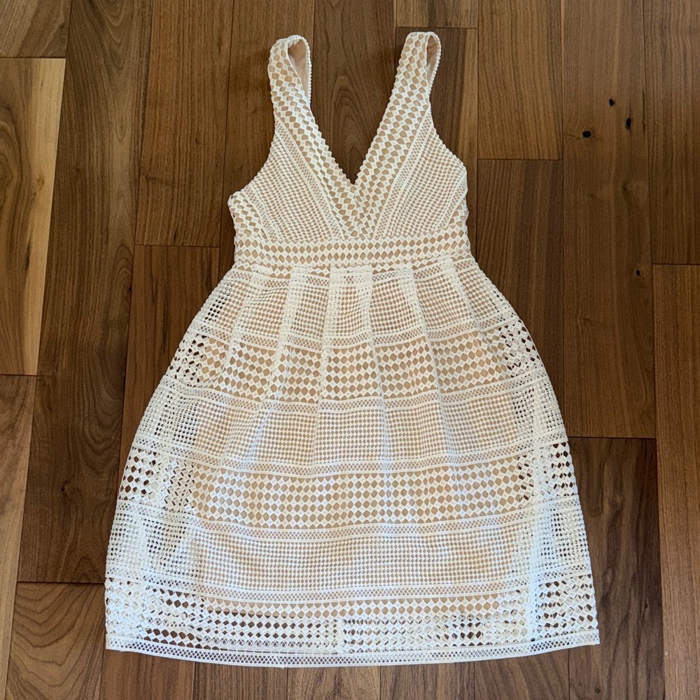Jealous Tomato White Crochet Midi Dress